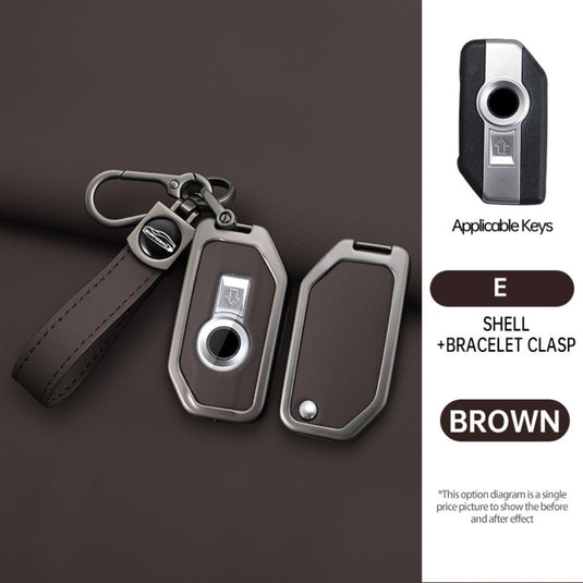 BMW Motorcycle Zinc Alloy + Leather Protection Car Key Fob Case Cover For R1200GS, R1250GS, R1200RT, K1600, K1600B
