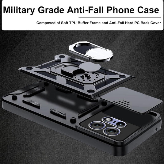 [Built-in 360-degree rotatable ring bracket][Camera Cover] Motorola Moto Edge 50 Pro - Shield Shockproof Rugged Heavy Duty Case - Polar Tech Australia