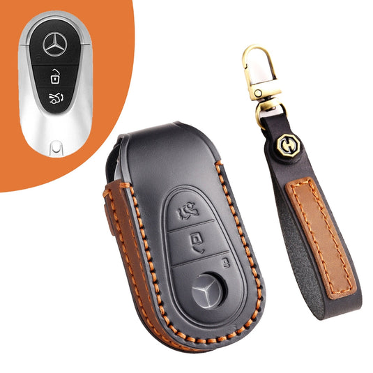 Mercedes Benz Handcrafted Genuine Leather Car Key Fob Protective Case Cover For Benz S-Class