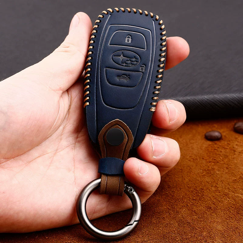 Load image into Gallery viewer, Subaru Cowhide Leather Car Key Fob Protective Cover Case For Outback, Ascent, Forester, Crosstrek, Legacy, Impreza, WRX
