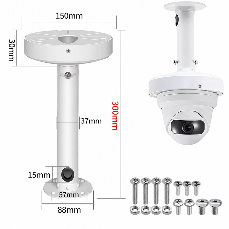 Cargue la imagen en el visor de la galería, [Fixed Length] Universal Aluminium CCTV Dome Camera Ceiling Mount Extension Bracket Holder
