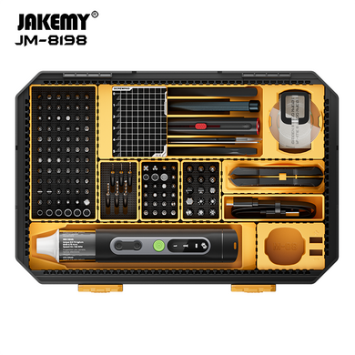 [JM-8198] Jakemy 135-in-1 Modular Manual Toolbox with Electric Screwdriver Handle & 117 Precision Bits