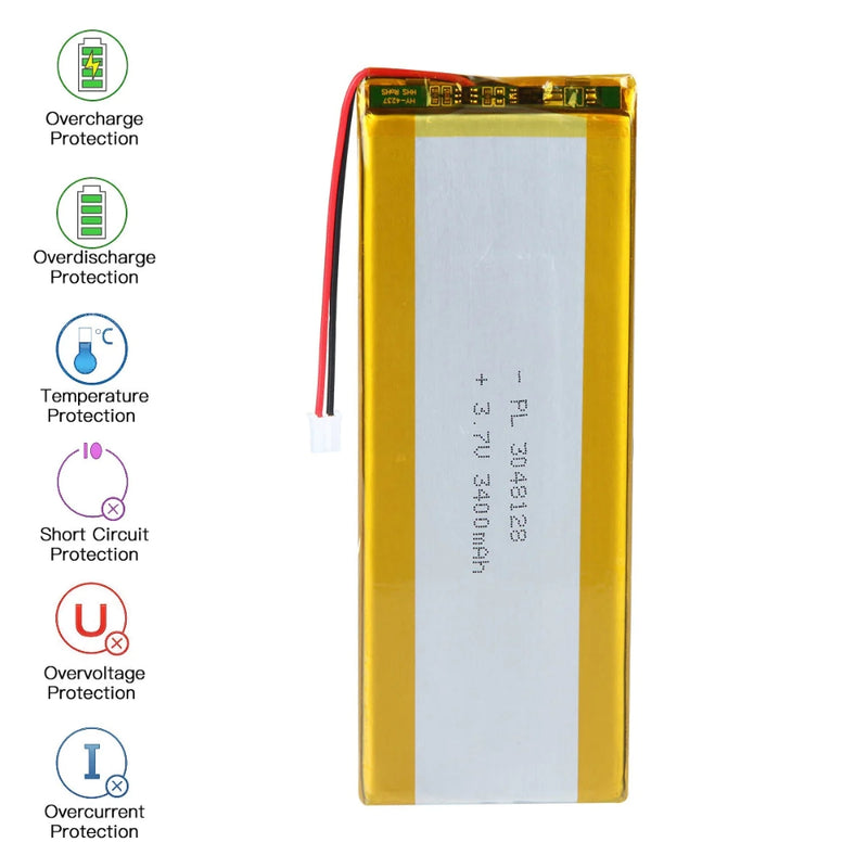 Cargue la imagen en el visor de la galería, [PH2.0-JST Connector][3048128] Universal 3400mAh 3.7V Rechargeable Li-Ion Lithium Polymer Battery - Polar Tech Australia
