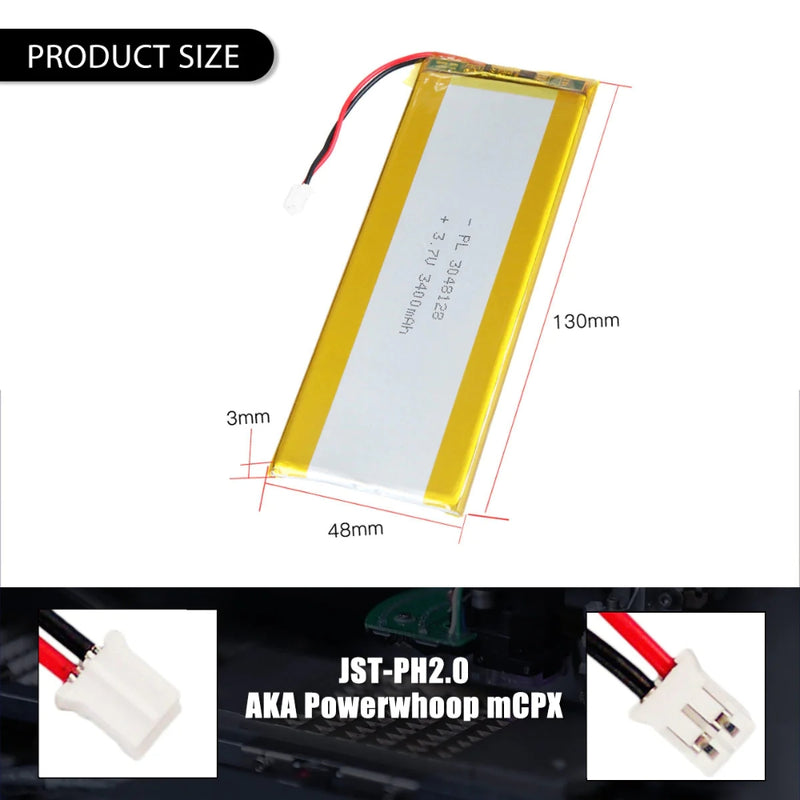 Cargue la imagen en el visor de la galería, [PH2.0-JST Connector][3048128] Universal 3400mAh 3.7V Rechargeable Li-Ion Lithium Polymer Battery - Polar Tech Australia
