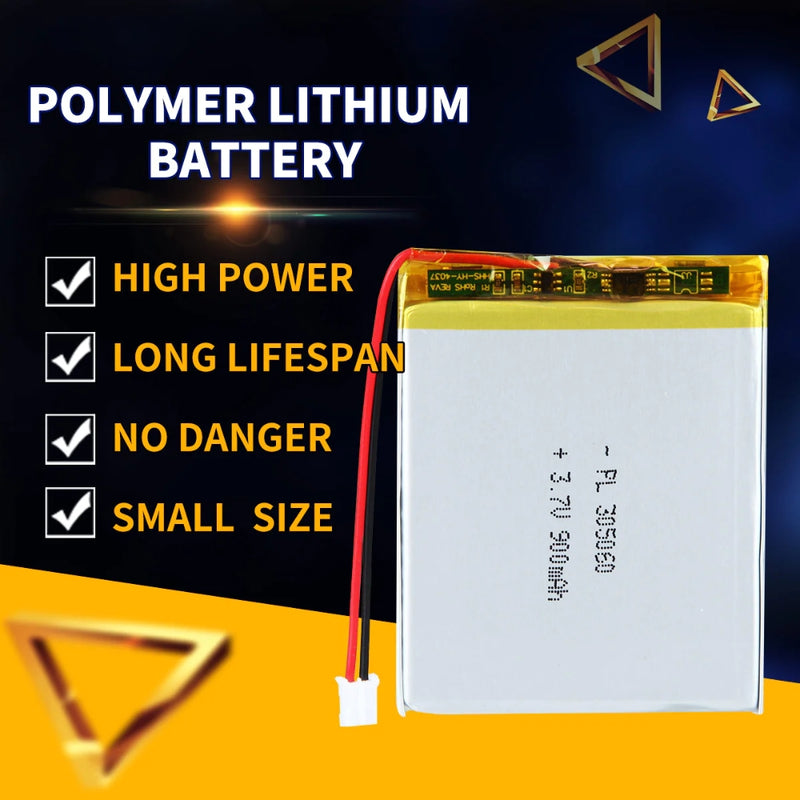 Cargue la imagen en el visor de la galería, [PH2.0-JST Connector][305060] Universal 900mAh 3.7V Rechargeable Li-Ion Lithium Polymer Battery - Polar Tech Australia
