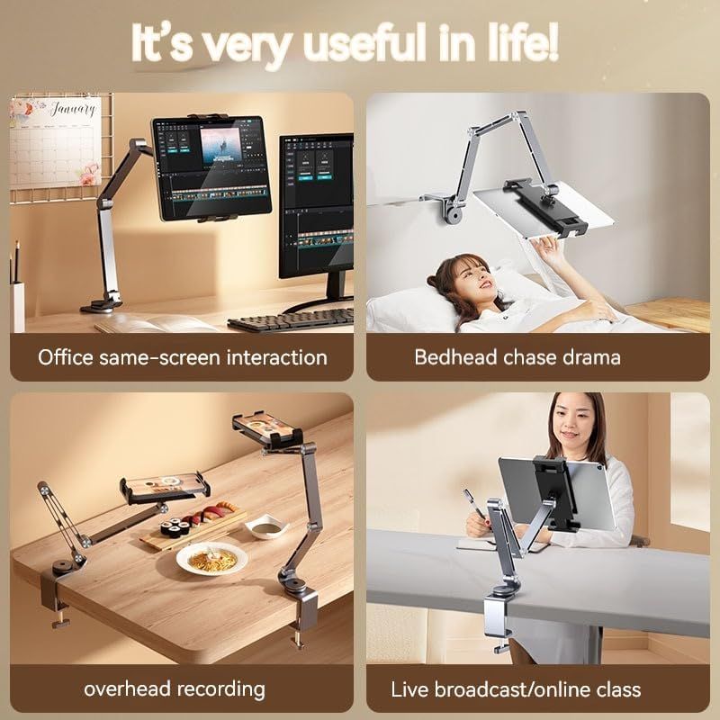 Chargez l'image dans la visionneuse de la galerie, Adjustable Phone &amp; Tablet Stand – Swivel Arm, Fits 4"–13" Devices - Polar Tech Australia
