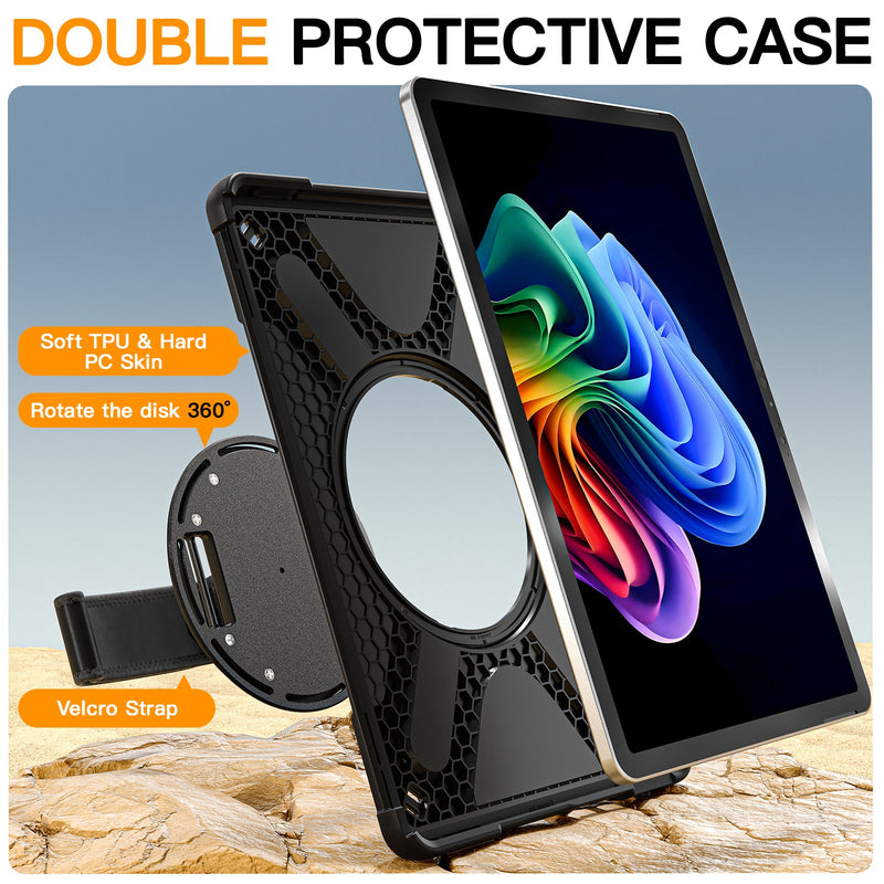 Cargue la imagen en el visor de la galería, Microsoft Surface Pro 12 (2025) - Heavy Duty 360 Degree Rotate Stand Hand Strap Case With Shoulder Strap
