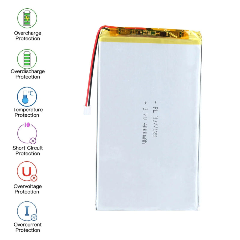 Cargue la imagen en el visor de la galería, [PH2.0-JST Connector][3377128] Universal 4000mAh 3.7V Rechargeable Li-Ion Lithium Polymer Battery - Polar Tech Australia
