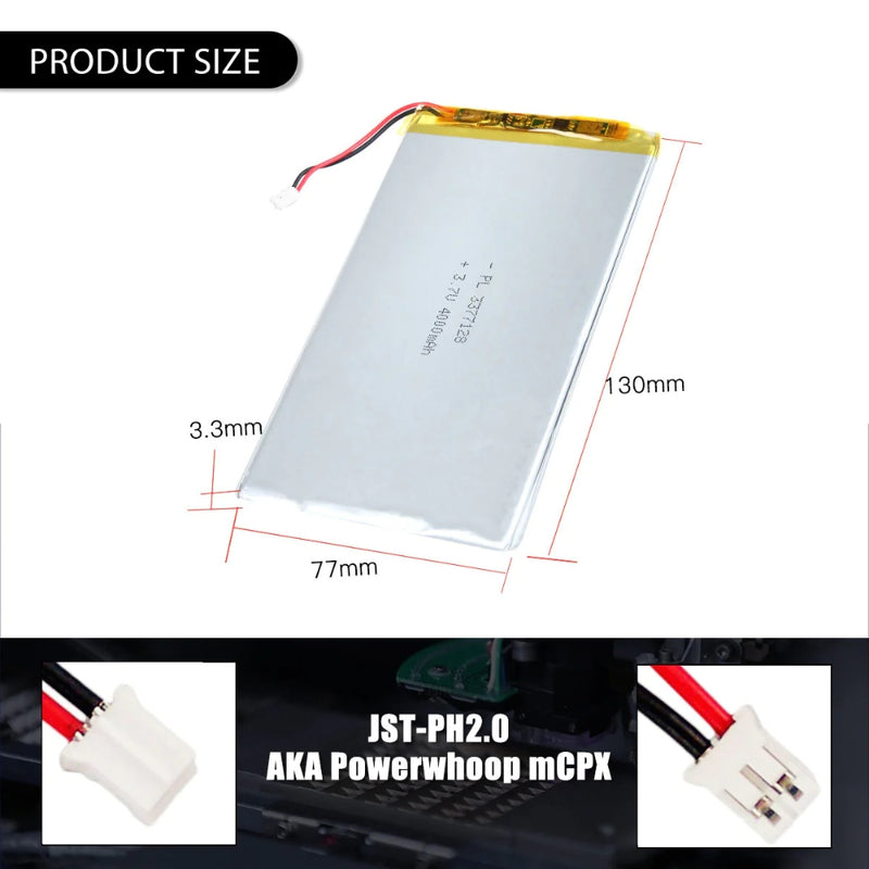 Cargue la imagen en el visor de la galería, [PH2.0-JST Connector][3377128] Universal 4000mAh 3.7V Rechargeable Li-Ion Lithium Polymer Battery - Polar Tech Australia
