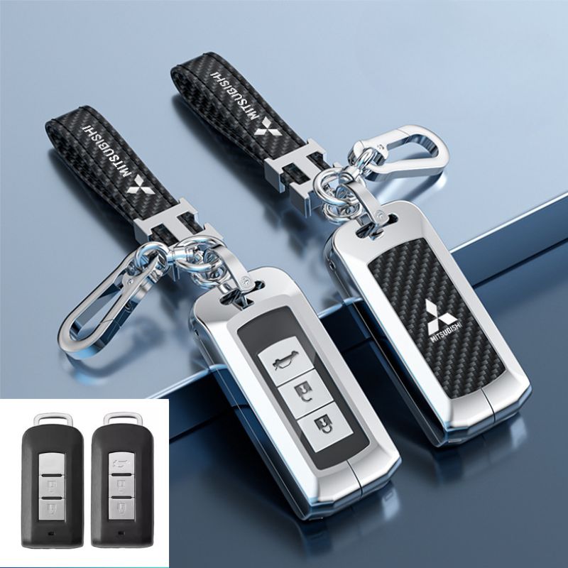 Chargez l&#39;image dans la visionneuse de la galerie, Mitsubishi Zinc Alloy + Carbon Fiber Texture Car Key Fob Case Cover For Outlander, Eclipse Cross, ASX, Pajero, Pajero Sport, Lancer EX
