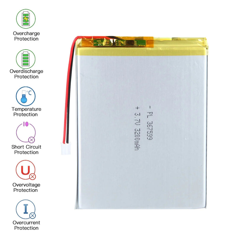 Cargue la imagen en el visor de la galería, [PH2.0-JST Connector][367599] Universal 3200mAh 3.7V Rechargeable Li-Ion Lithium Polymer Battery - Polar Tech Australia
