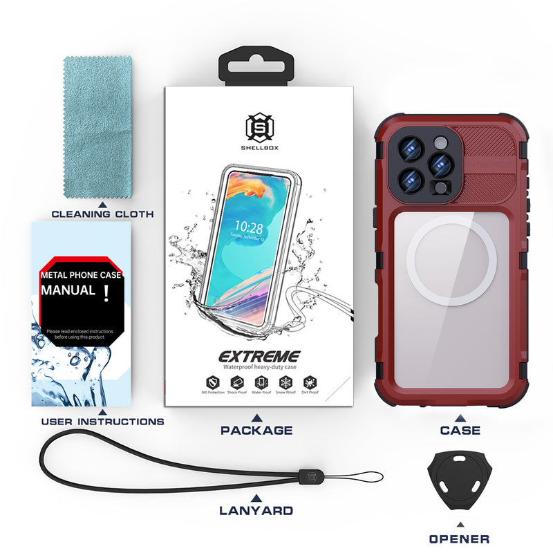 Cargue la imagen en el visor de la galería, [M Series][Magsafe Compatible] Apple iPhone 14 / 14 Plus / 14 Pro / 14 Pro Max - Redpepper Metal Heavy Duty Waterproof Magnetic Silicone Phone Case With Lanyard - Polar Tech Australia
