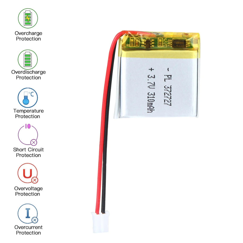 Chargez l&#39;image dans la visionneuse de la galerie, [PH2.0-JST Connector][372727] Universal 310mAh 3.7V Rechargeable Li-Ion Lithium Polymer Battery - Polar Tech Australia
