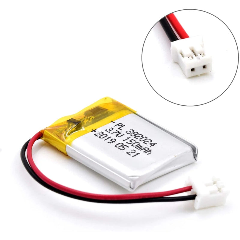 Cargue la imagen en el visor de la galería, [PH2.0-JST Connector][382024] Universal 150mAh 3.7V Rechargeable Li-Ion Lithium Polymer Battery - Polar Tech Australia
