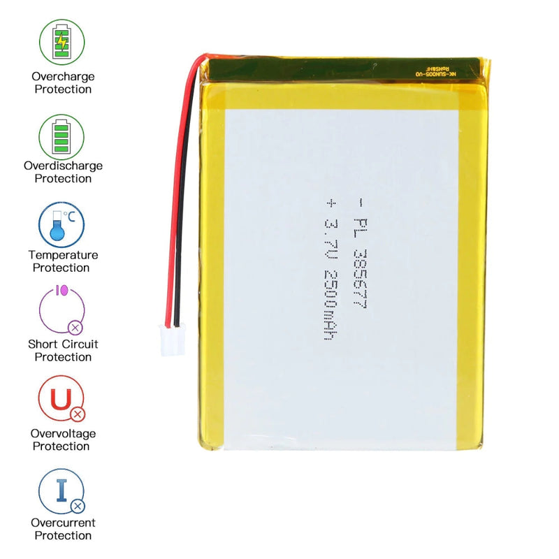 Load image into Gallery viewer, [PH2.0-JST Connector][406080] Universal 2500mAh 3.7V Rechargeable Li-Ion Lithium Polymer Battery - Polar Tech Australia
