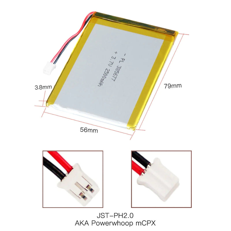 Cargue la imagen en el visor de la galería, [PH2.0-JST Connector][385677] Universal 2100mAh 3.7V Rechargeable Li-Ion Lithium Polymer Battery - Polar Tech Australia
