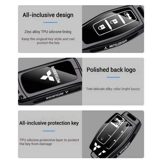 Mitsubishi Zinc Alloy + TPU Car Key Fob Case Cover For Outlander, ASX, Eclipse Cross, L200, Pajero, Triton, Lancer EX