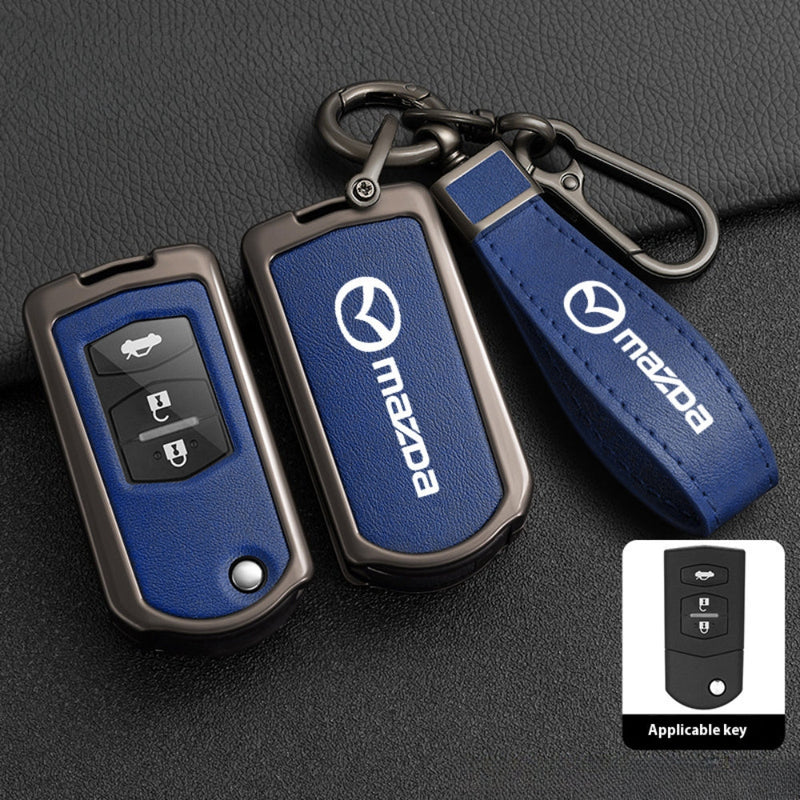 Chargez l&#39;image dans la visionneuse de la galerie, Mazda Zinc Alloy Leather Folding Car Key Fob Case Cover For Mazda 2, 3, 5, 6, CX-5, CX-7, CX-9, RX-8, MX-5
