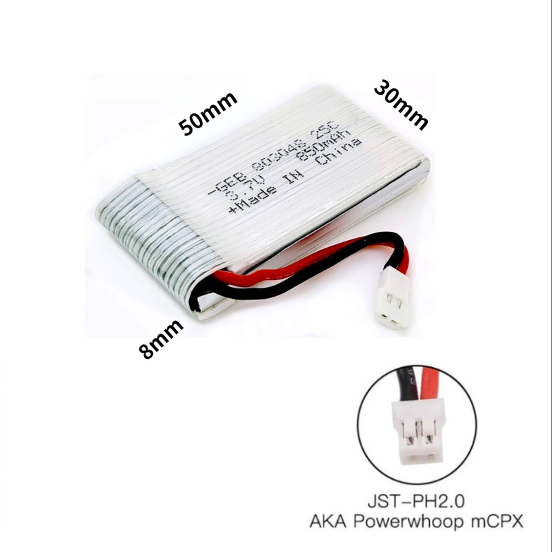 Load image into Gallery viewer, [PH2.0-JST Connector][803048] Universal 850mAh 3.7V Rechargeable Li-Ion Lithium Polymer Battery - Polar Tech Australia
