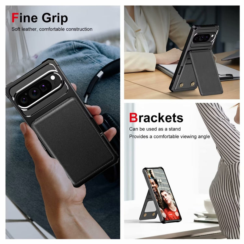 Cargue la imagen en el visor de la galería, Google Pixel 9 Pro XL - Horizontal Flip Card Bag Holder Leather Phone Case - Polar Tech Australia
