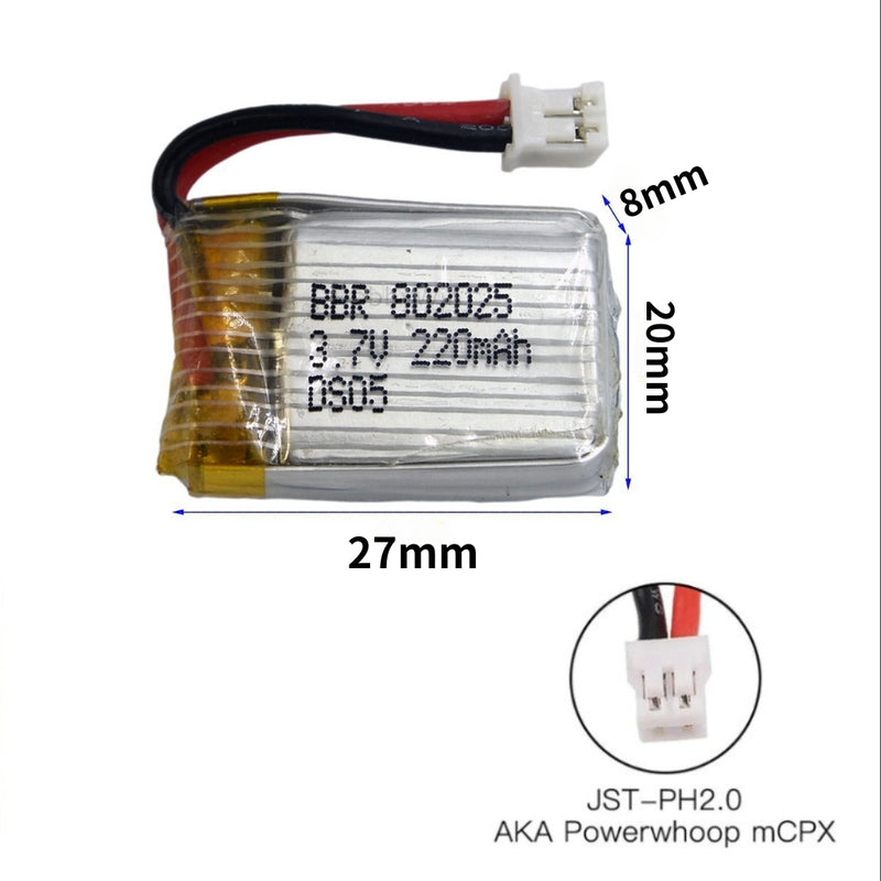 Chargez l&#39;image dans la visionneuse de la galerie, [PH2.0-JST Connector][802025] Universal 220mAh 3.7V Rechargeable Li-Ion Lithium Polymer Battery - Polar Tech Australia
