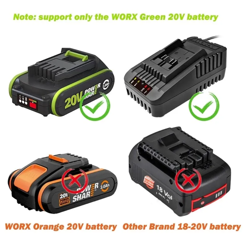 Cargue la imagen en el visor de la galería, Genuine Original Worx Green Battery WA3023 WA3054 WA3055 WA3406 20V 2.0Ah / 4.0Ah / 5.0Ah / 6.0Ah - Electrical Tool Li-ion Battery - Polar Tech Australia
