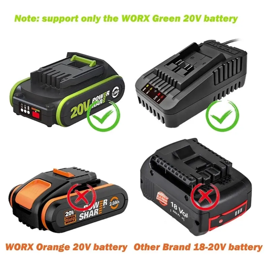 Genuine Original Worx Green Battery WA3023 WA3054 WA3055 WA3406 20V 2.0Ah / 4.0Ah / 5.0Ah / 6.0Ah - Electrical Tool Li-ion Battery - Polar Tech Australia