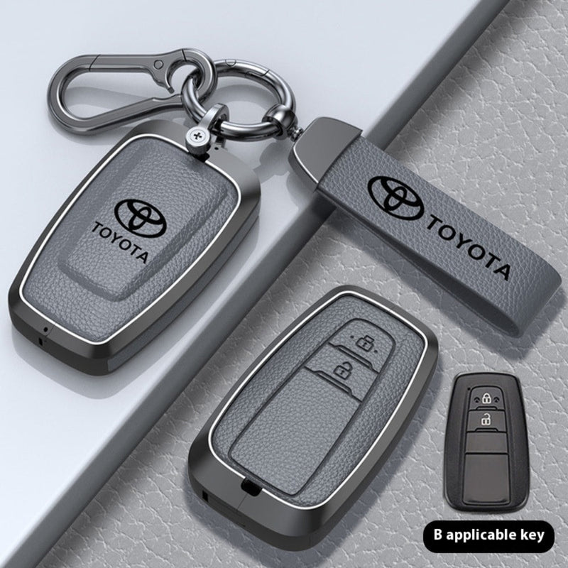 Load image into Gallery viewer, Toyota Zinc Alloy with Genuine Leather Full-Coverage Car Key Fob Protective Case Cover For RAV4, Camry, C-HR, Corolla, Prado, Prius
