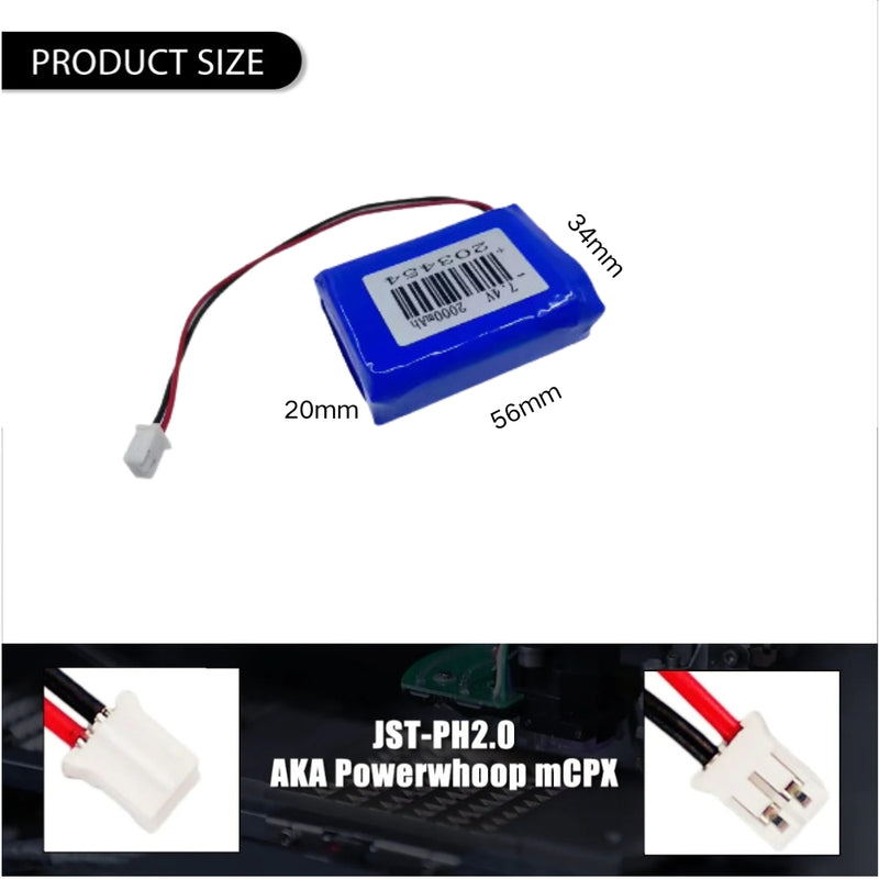 Load image into Gallery viewer, [PH2.0-JST Connector][203454] Universal 2000mAh 7.4V Rechargeable Li-Ion Lithium Polymer Battery - Polar Tech Australia
