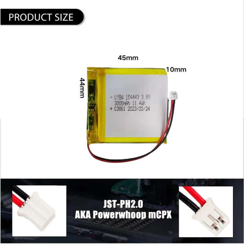 Load image into Gallery viewer, [PH2.0-JST Connector][104443] Universal 3000mAh 3.8V Rechargeable Li-Ion Lithium Polymer Battery - Polar Tech Australia
