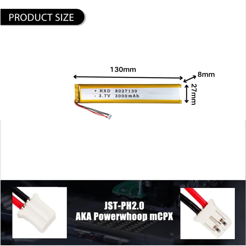 Chargez l&#39;image dans la visionneuse de la galerie, [PH2.0-JST Connector][8027130] Universal 3000mAh 3.7V Rechargeable Li-Ion Lithium Polymer Battery - Polar Tech Australia
