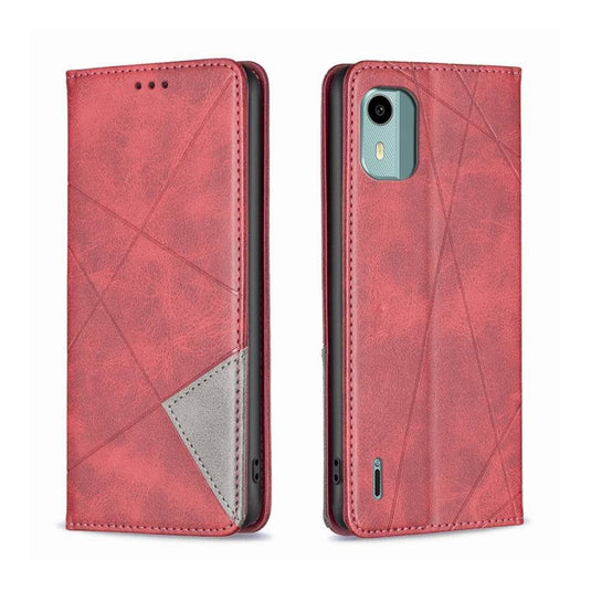 Nokia C21 - Rhombus Texture Magnetic Leather Phone Case