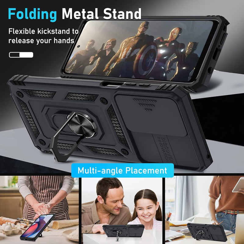 Cargue la imagen en el visor de la galería, [Magnetic Ring Kickstand][Slide Camera Cover] Motorola Moto G Stylus 5G 2023 - Shield Shockproof Rugged Heavy Duty Case - Polar Tech Australia
