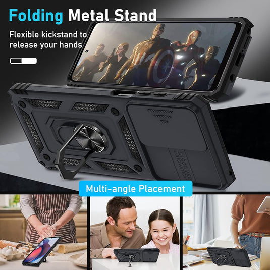 [Magnetic Ring Kickstand][Slide Camera Cover] Motorola Moto G Stylus 5G 2023 - Shield Shockproof Rugged Heavy Duty Case - Polar Tech Australia