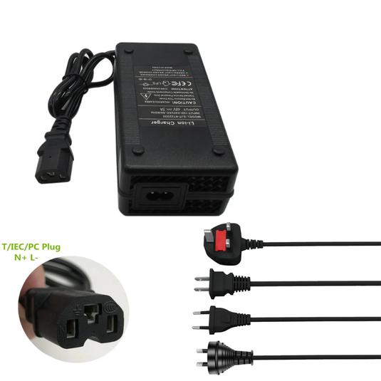 [48V-54.6V/3A][IEC T-type Plug] Universal For 48V 13S Li-Ion Lithium Battery Pack Electric Scooter EBike AC Power Adapter Charger