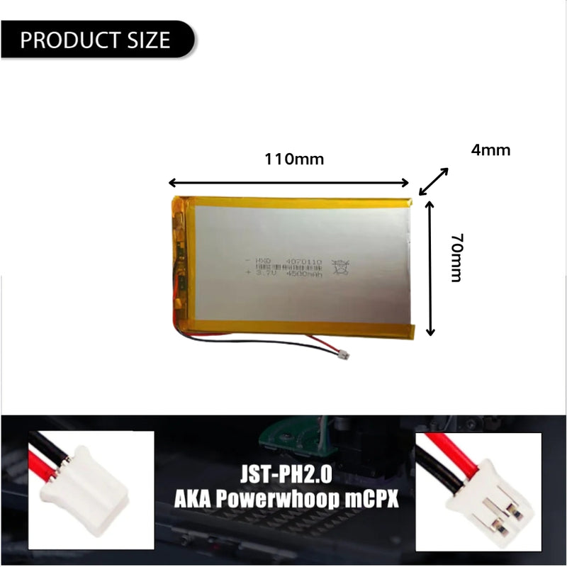 Cargue la imagen en el visor de la galería, [PH2.0-JST Connector][4070110] Universal 4500mAh 3.7V Rechargeable Li-Ion Lithium Polymer Battery - Polar Tech Australia
