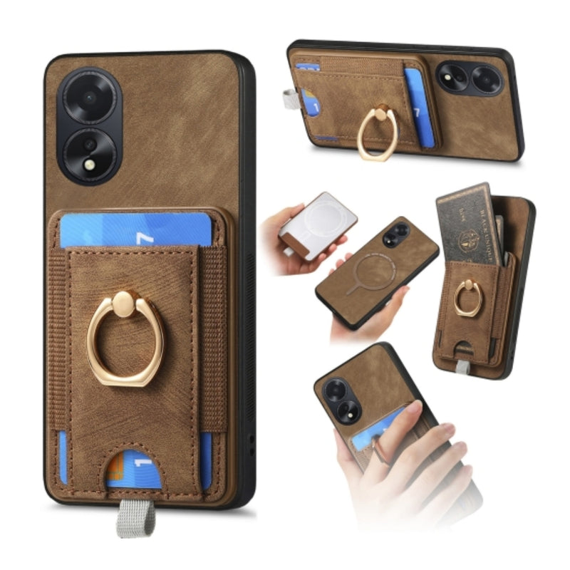 Cargue la imagen en el visor de la galería, OPPO A38 4G/A18 4G - Retro Splitable Magnetic Card Bag Leather Phone Case - Polar Tech Australia
