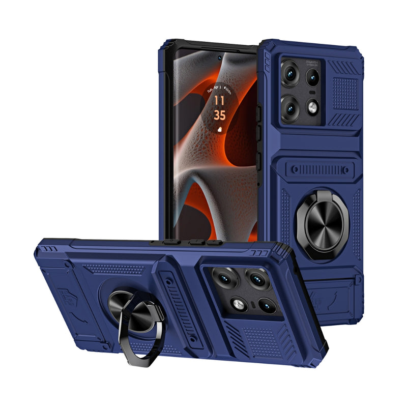 Cargue la imagen en el visor de la galería, Motorola Moto G Stylus 5G (2024) - TPU+PC Shockproof Card Slot Phone Case with Metal Ring Holder
