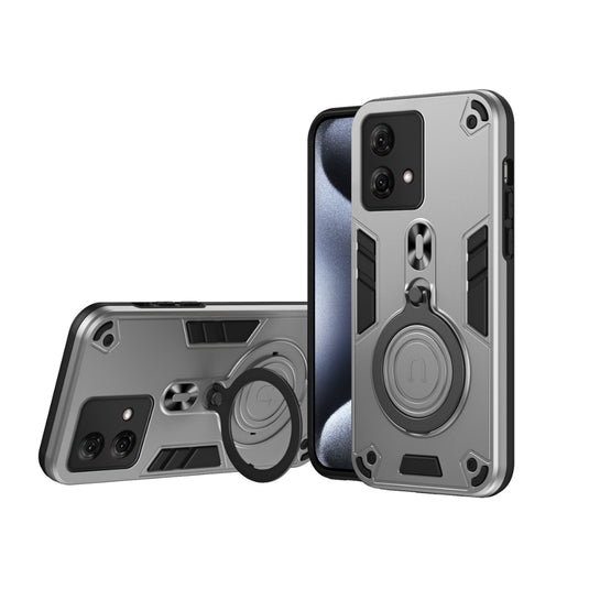 Motorola Moto E32 - Metal Ring 360 Degree Rotating Holder PC Hybrid TPU Phone Case