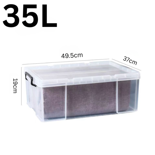 [35L] Heavy Duty Extra Thick Clear Food Grade Stackable Plastic Storage Bins Container Box With Lid - Polar Tech Australia