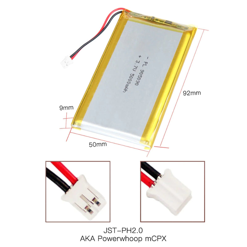 Cargue la imagen en el visor de la galería, [PH2.0-JST Connector][905090] Universal 5000mAh 3.7V Rechargeable Li-Ion Lithium Polymer Battery - Polar Tech Australia
