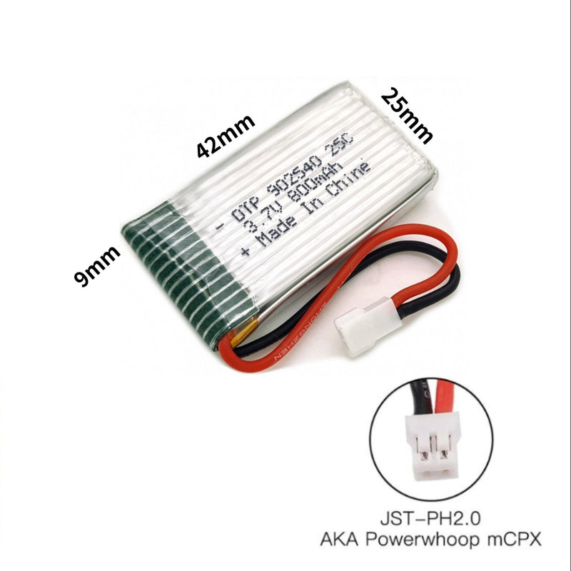 Cargue la imagen en el visor de la galería, [PH2.0-JST Connector][902540] Universal 800mAh 3.7V Rechargeable Li-Ion Lithium Polymer Battery - Polar Tech Australia
