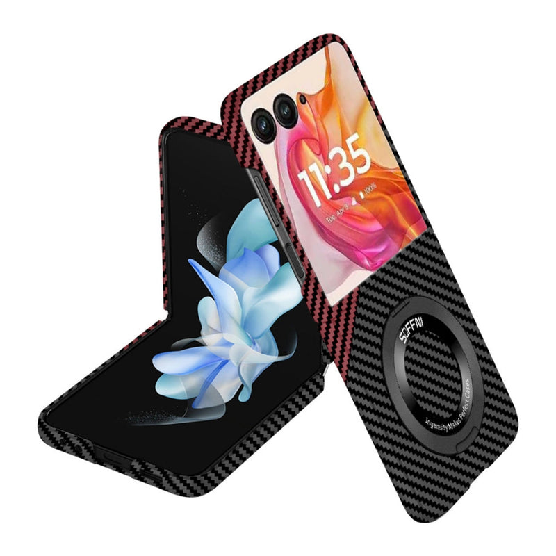 Load image into Gallery viewer, [360° Rotating Bracket] Motorola Razr 50/Ultra - Carbon Fiber Style MagSafe Magnetic Shockproof Protective Case - Polar Tech Australia
