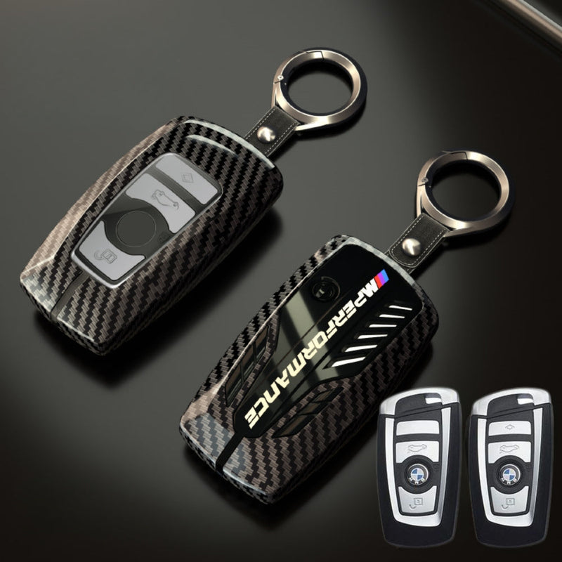 Cargue la imagen en el visor de la galería, BMW Carbon Fiber Metal Protective Car Key Fob Case Cover For 1, 3, 4, 5, 6 Series, X3, X5, X6, X7
