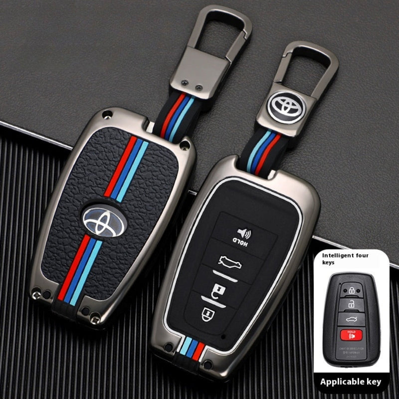 Chargez l&#39;image dans la visionneuse de la galerie, Toyota Metal Shell &amp; Soft Silicone Full Protection Car Key Fob Case Cover For Camry RAV4 Highlander Avalon C-HR Prius Corolla
