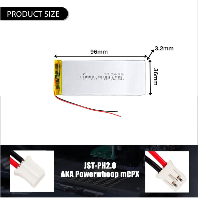 Cargue la imagen en el visor de la galería, [PH2.0-JST Connector][323696] Universal 2000mAh 3.7V Rechargeable Li-Ion Lithium Polymer Battery - Polar Tech Australia
