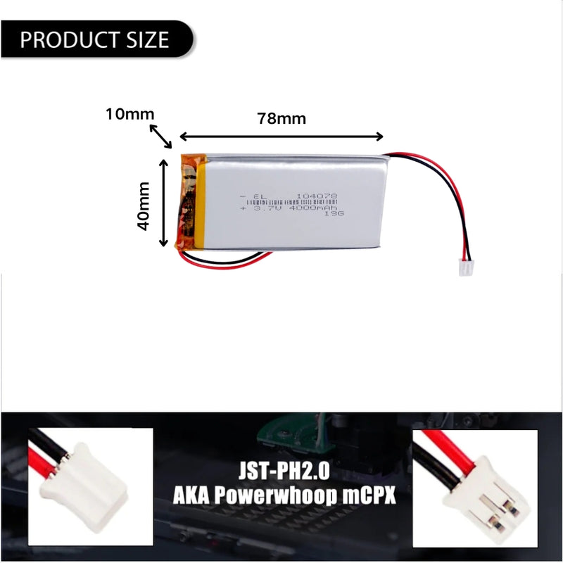 Chargez l&#39;image dans la visionneuse de la galerie, [PH2.0-JST Connector][104078] Universal 4000mAh 3.7V Rechargeable Li-Ion Lithium Polymer Battery - Polar Tech Australia
