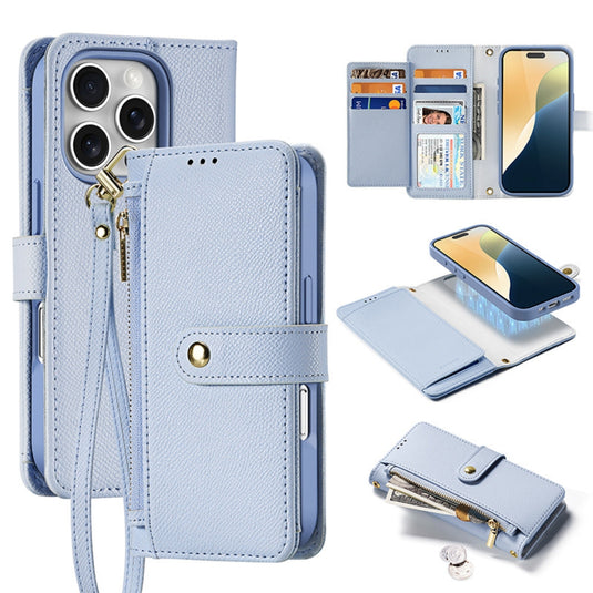 [Detachable][With Card Slot] Apple iPhone 17 - Detachable Magnetic Genuine Leather Wallet Case