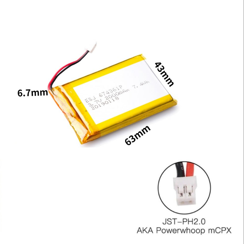 Chargez l&#39;image dans la visionneuse de la galerie, [PH2.0-JST Connector][604060] Universal 2000mAh 3.7V Rechargeable Li-Ion Lithium Polymer Battery - Polar Tech Australia
