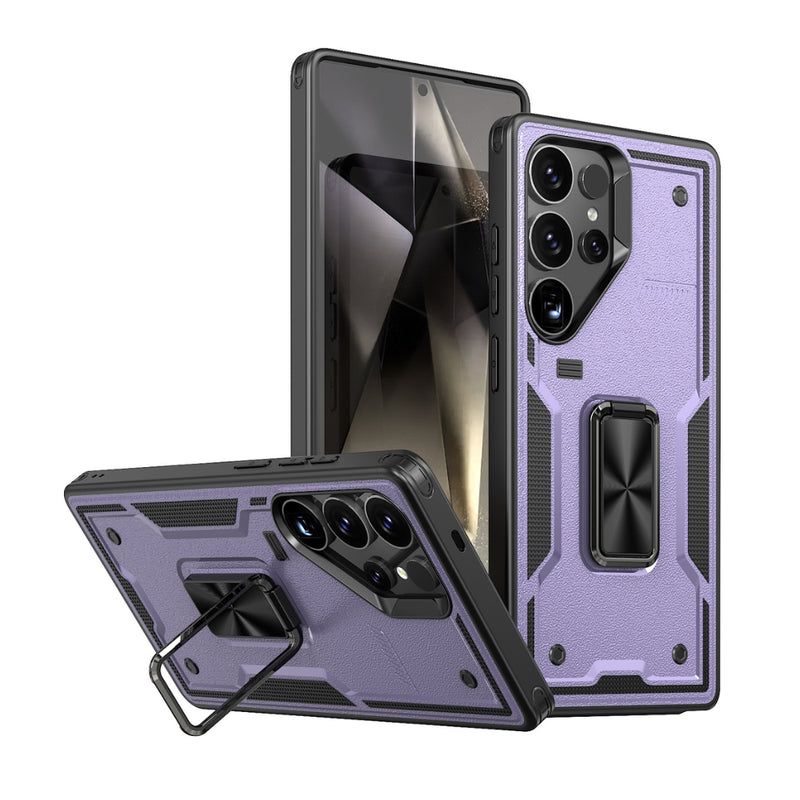 Load image into Gallery viewer, Samsung Galaxy S21 5G (SM-G991) - TPU+PC 2-in-1 Material Shockproof Protective Case with Metal Rotating Stand
